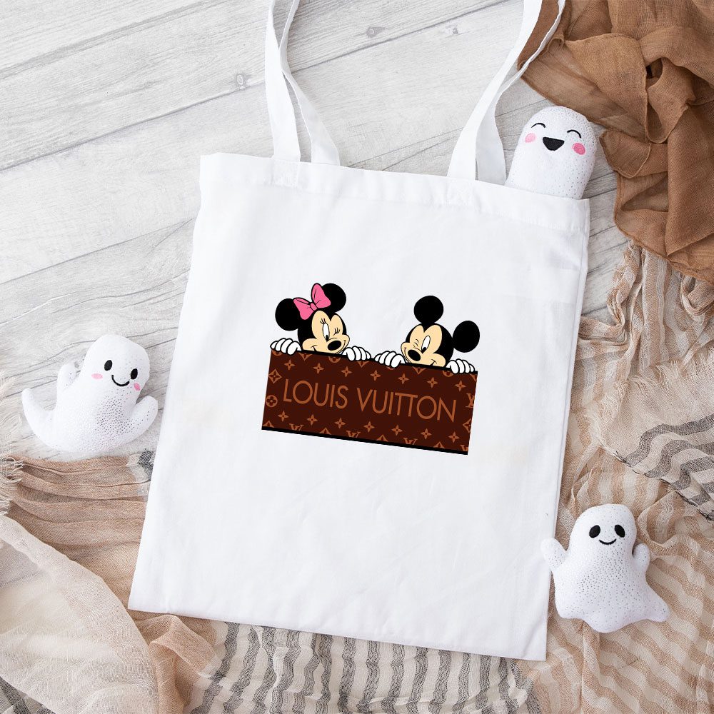 Louis-Vuitton-Logo-Luxury-Monogram-Canvas-Pattern-Minnie-Mouse-Mickey-Mouse-Cotton-Canvas-Tote-Bag-TTB1704 Louis Vuitton Logo Luxury Monogram Canvas Pattern Minnie Mouse Mickey Mouse Cotton Canvas Tote Bag TTB1704