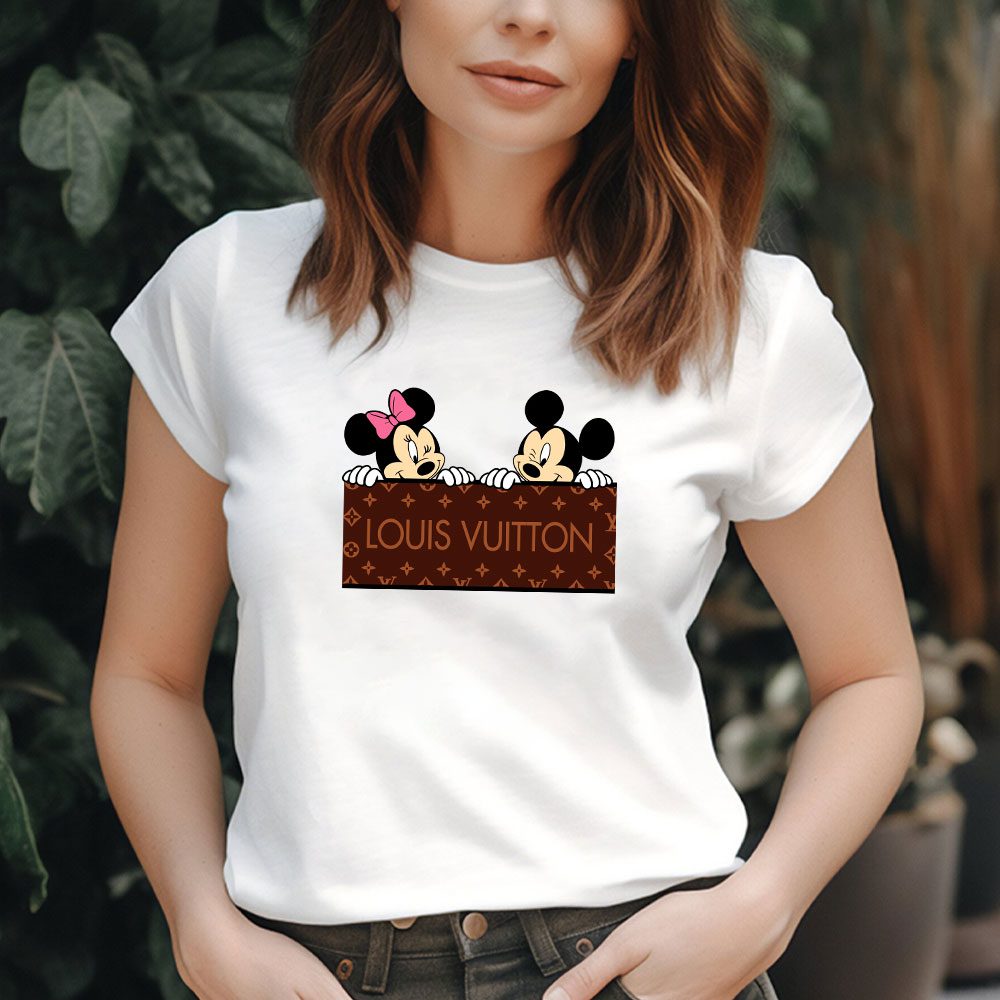 Louis-Vuitton-Logo-Luxury-Monogram-Canvas-Pattern-Minnie-Mouse-Mickey-Mouse-Lady-T-Shirt-Luxury-Tee-For-Women-LDS1706-1