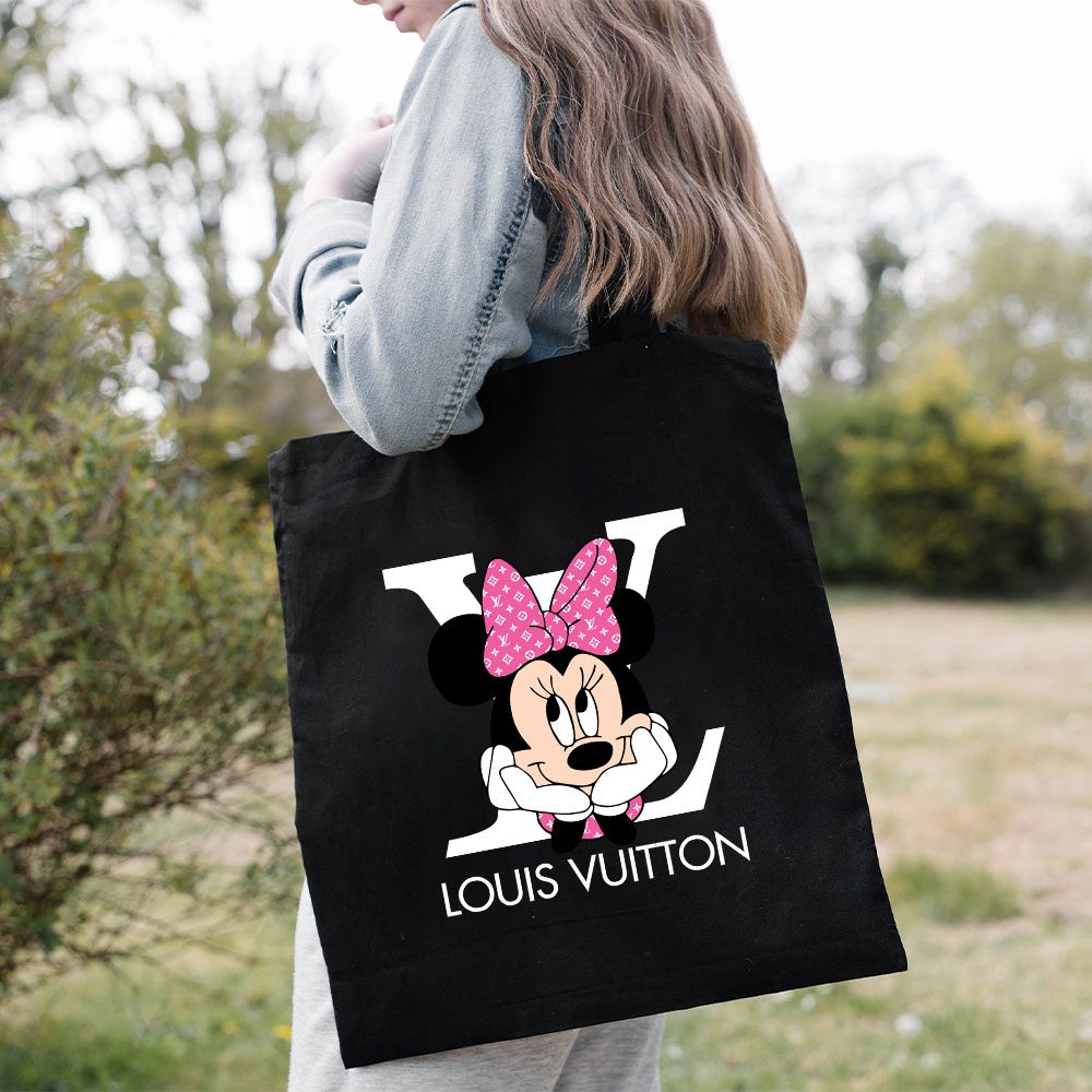 Louis-Vuitton-Logo-Luxury-Pink-And-White-Monogram-Canvas-Pattern-Minnie-Mouse-Cotton-Canvas-Tote-Bag-TTB1623-1