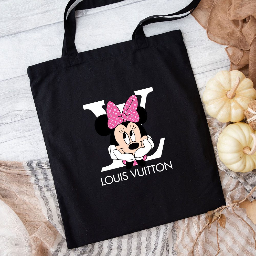 Louis-Vuitton-Logo-Luxury-Pink-And-White-Monogram-Canvas-Pattern-Minnie-Mouse-Cotton-Canvas-Tote-Bag-TTB1623 Louis Vuitton Logo Luxury Pink And White Monogram Canvas Pattern Minnie Mouse Cotton Canvas Tote Bag TTB1623