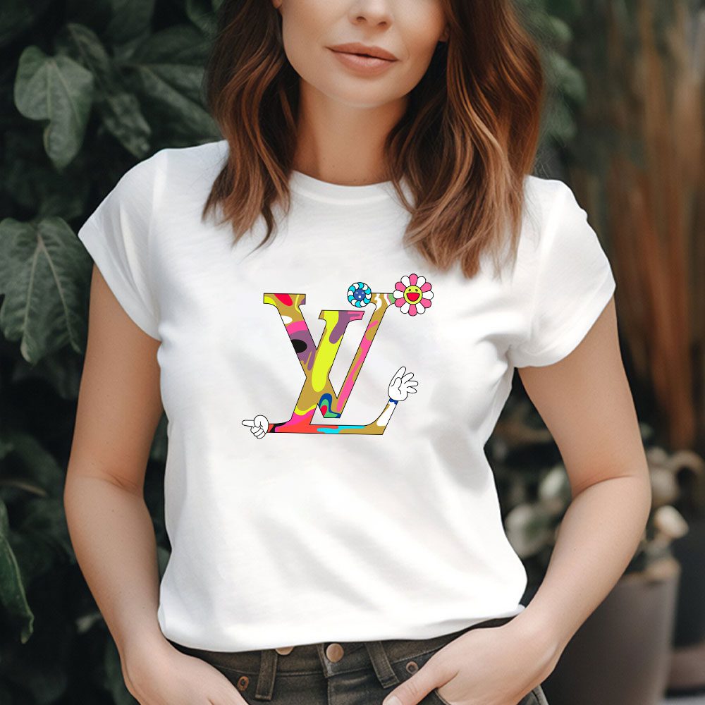 Louis-Vuitton-Logo-Luxury-Takashi-Murakami-Flower-Lady-T-Shirt-Luxury-Tee-For-Women-LDS1570-2