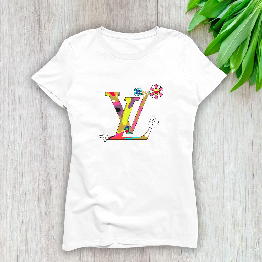 Louis-Vuitton-Logo-Luxury-Takashi-Murakami-Flower-Lady-T-Shirt-Luxury-Tee-For-Women-LDS1570 Louis Vuitton Logo Luxury Takashi Murakami Flower Lady T-Shirt Luxury Tee For Women LDS1570