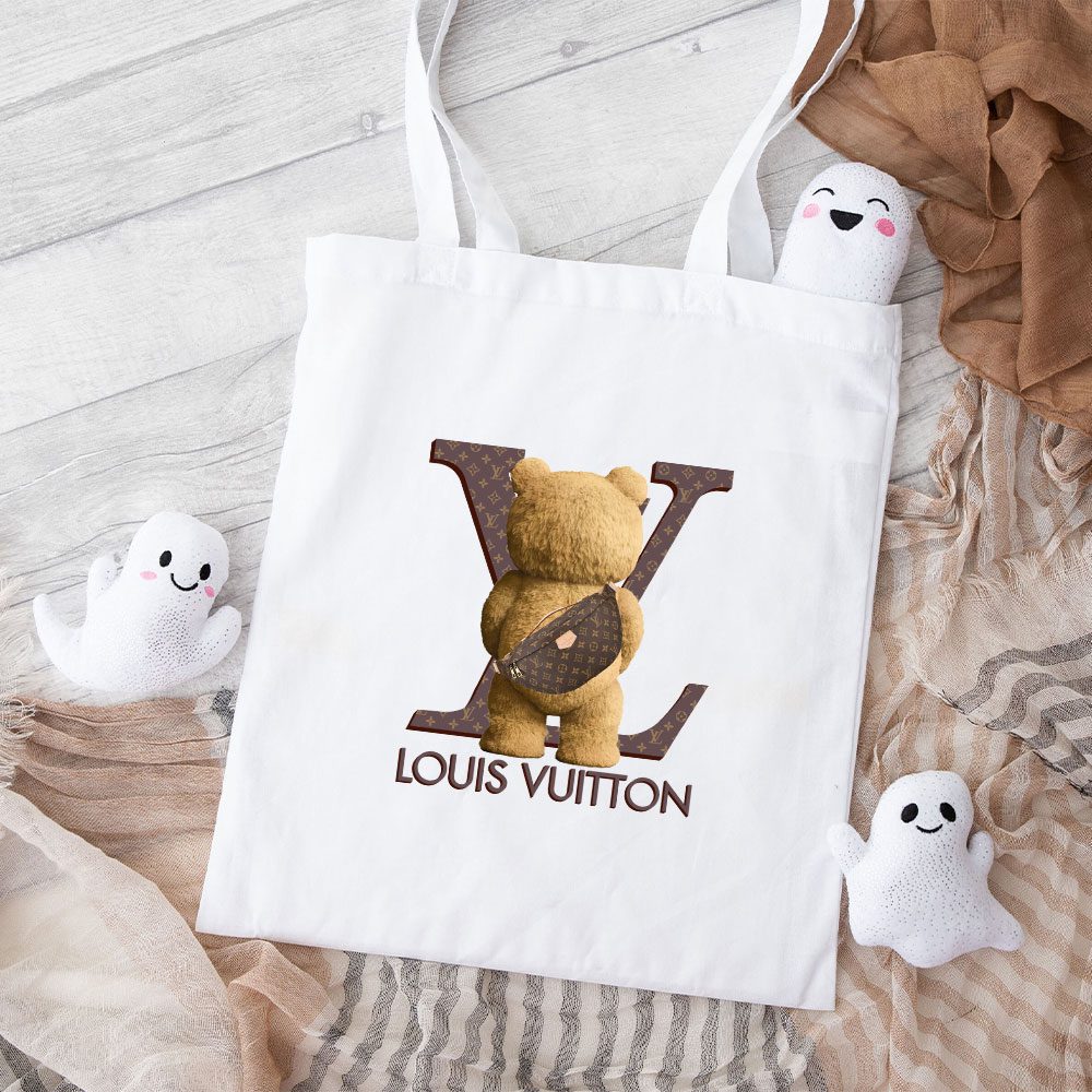 Louis-Vuitton-Logo-Luxury-Teddy-Bear-Cotton-Canvas-Tote-Bag-TTB1552 Louis Vuitton Logo Luxury Teddy Bear Cotton Canvas Tote Bag TTB1552