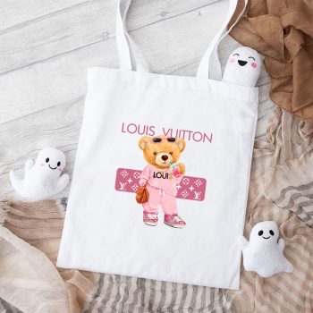 Louis Vuitton Logo Luxury Teddy Bear Cotton Canvas Tote Bag TTB1599