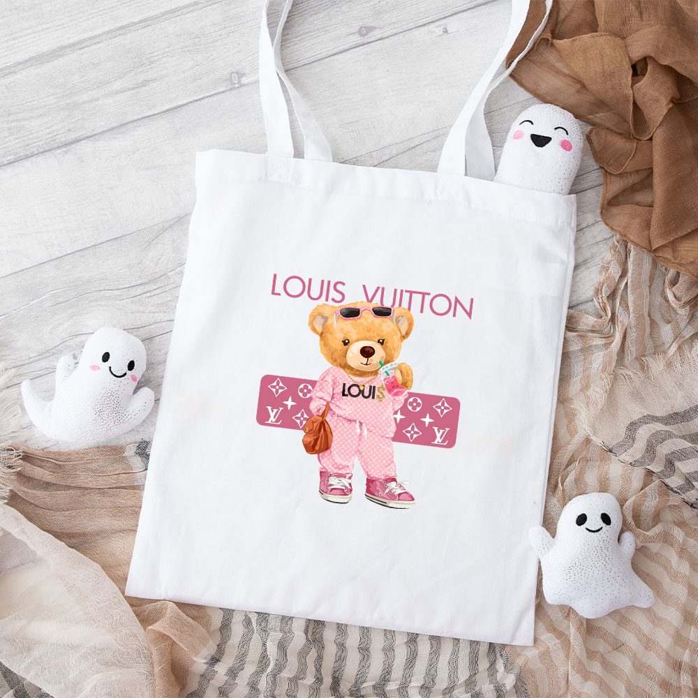 Louis-Vuitton-Logo-Luxury-Teddy-Bear-Cotton-Canvas-Tote-Bag-TTB1599 Louis Vuitton Logo Luxury Teddy Bear Cotton Canvas Tote Bag TTB1599
