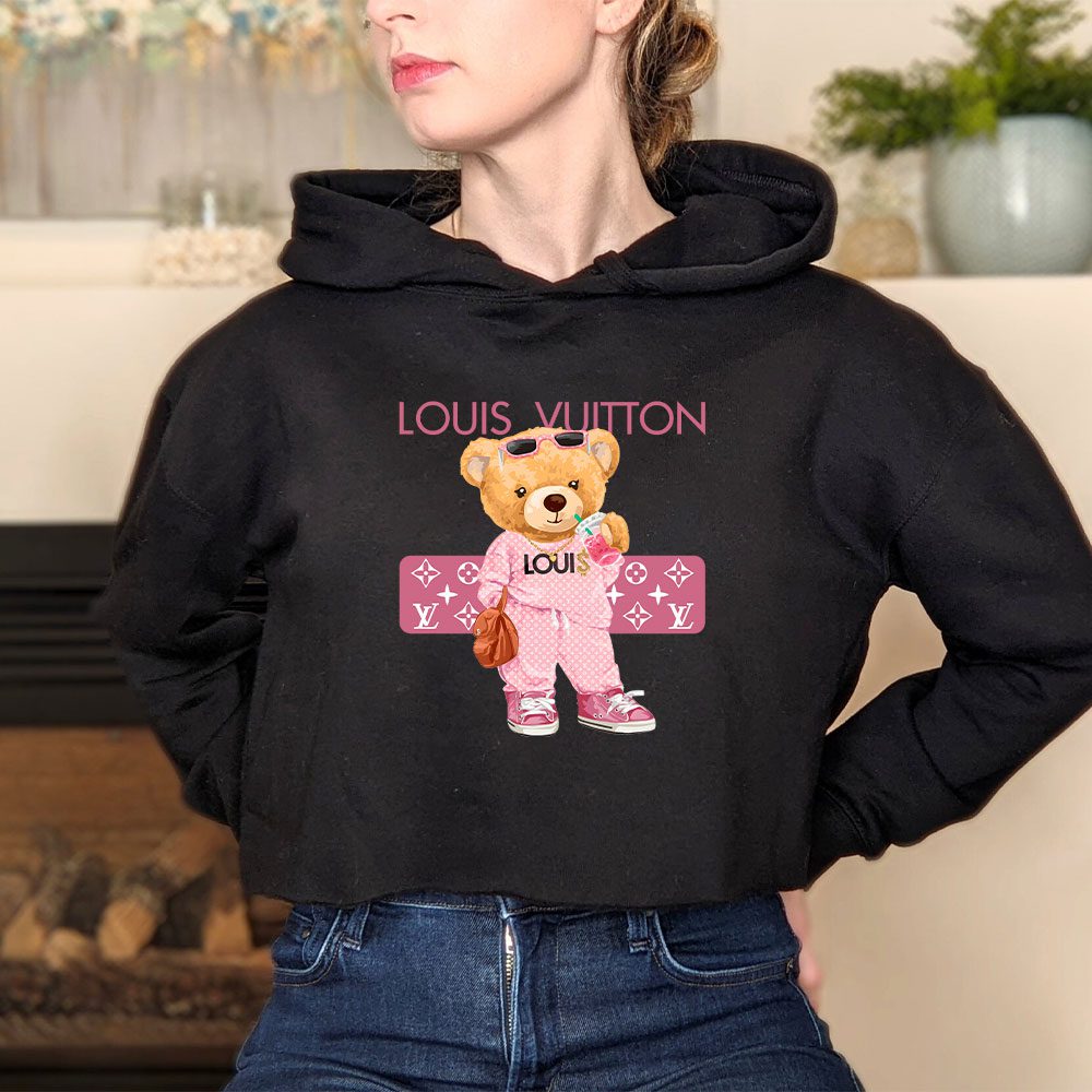 Louis-Vuitton-Logo-Luxury-Teddy-Bear-Crop-Pullover-Hoodie-For-Lady-CPH1599-3