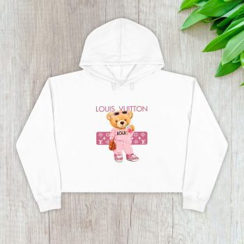Louis Vuitton Logo Luxury Teddy Bear Crop Pullover Hoodie For Lady CPH1599
