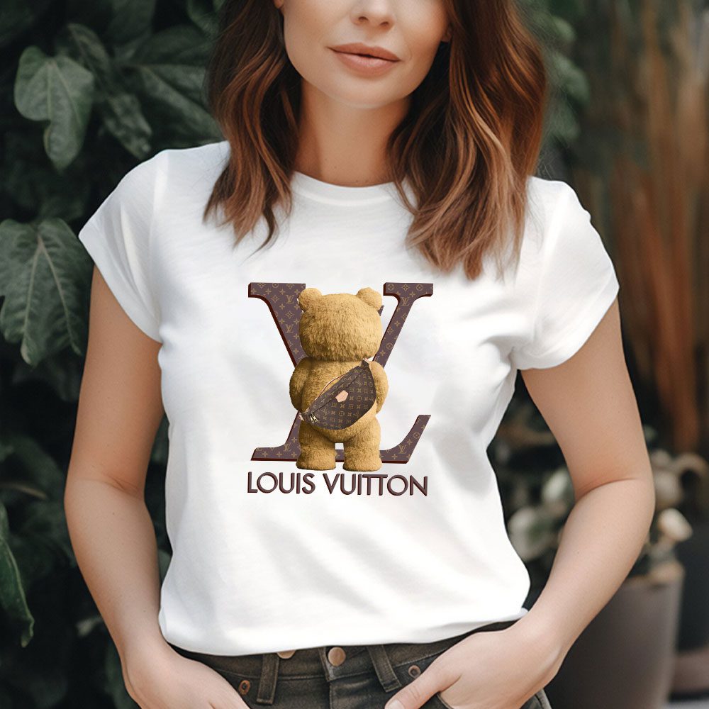 Louis-Vuitton-Logo-Luxury-Teddy-Bear-Lady-T-Shirt-Luxury-Tee-For-Women-LDS1554-2