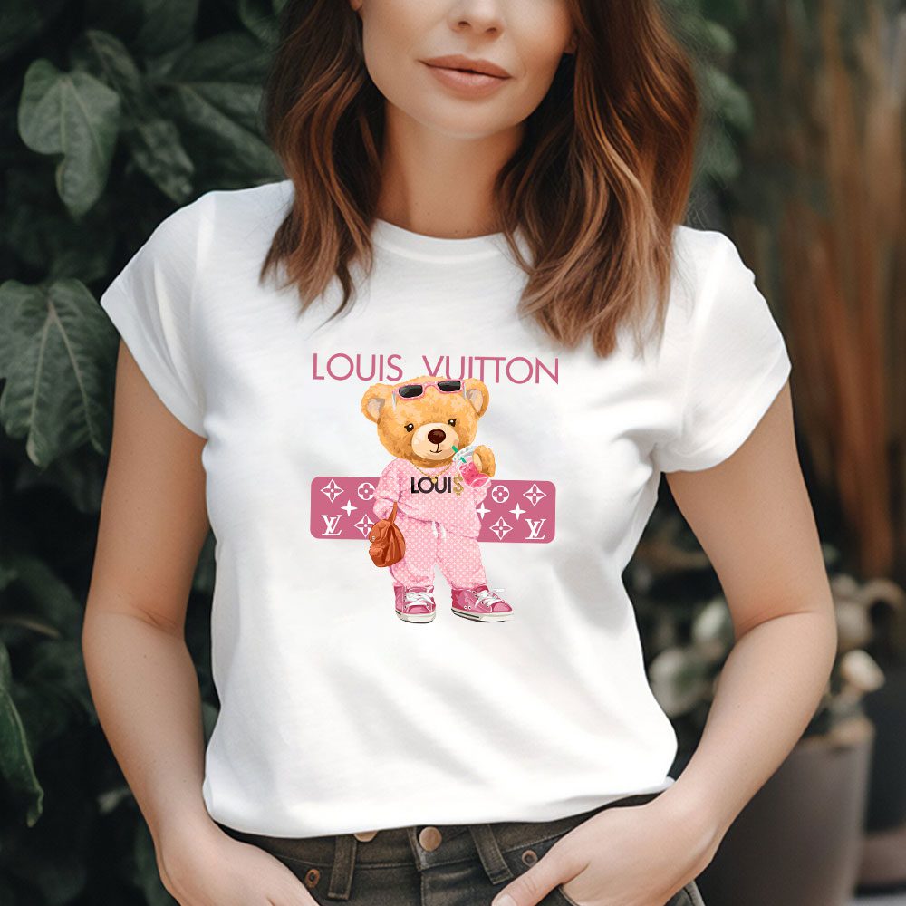 Louis-Vuitton-Logo-Luxury-Teddy-Bear-Lady-T-Shirt-Luxury-Tee-For-Women-LDS1601-2