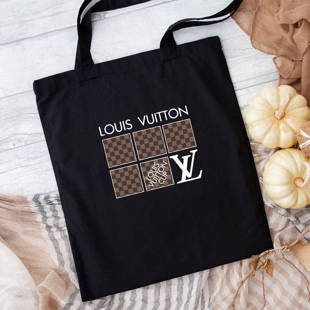 Louis-Vuitton-Logo-Luxury-With-Damier-Pattern-Cotton-Canvas-Tote-Bag-TTB1682 Louis Vuitton Logo Luxury With Damier Pattern Cotton Canvas Tote Bag TTB1682