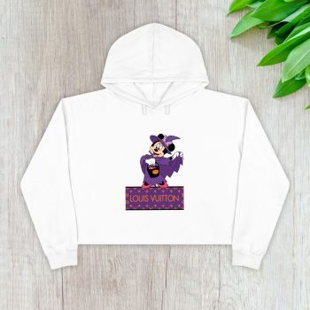 Louis Vuitton Monogram Canvas Pattern Halloween Minnie Mouse Crop Pullover Hoodie For Lady CPH1717