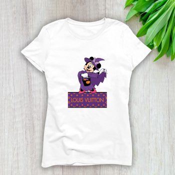 Louis Vuitton Monogram Canvas Pattern Halloween Minnie Mouse Lady T-Shirt Luxury Tee For Women LDS1719
