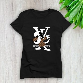 Louis Vuitton Monogram Canvas Pattern Snoopy Dabbing Lady T-Shirt Luxury Tee For Women LDS1677