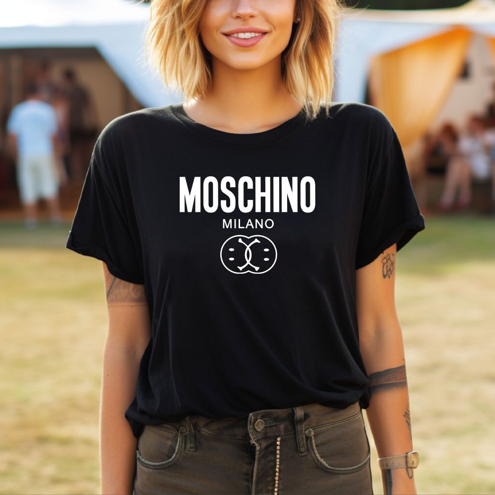 Moschino-Double-Smile-Logo-Lady-T-Shirt-Luxury-Tee-For-Women-LDS1746-1