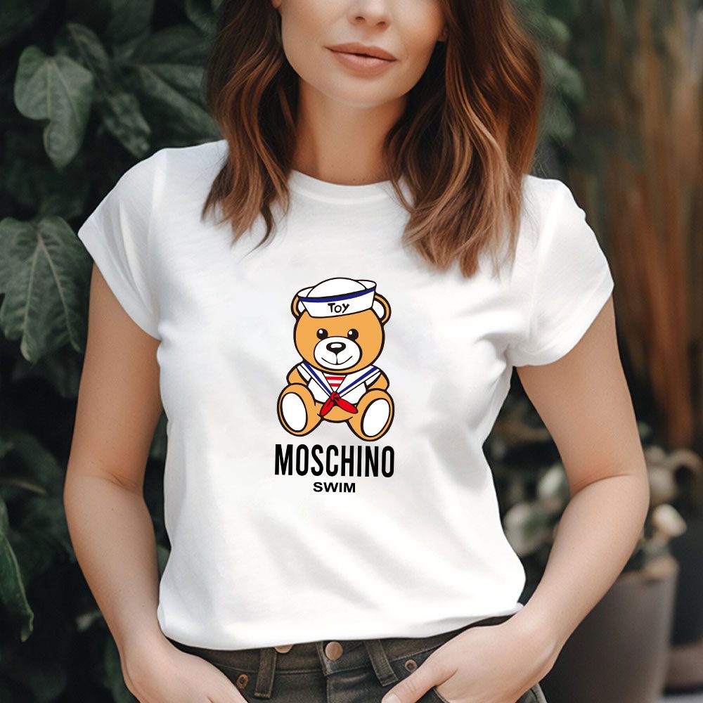 Moschino-Swim-Teddy-Bear-Lady-T-Shirt-Luxury-Tee-For-Women-LDS1751-1