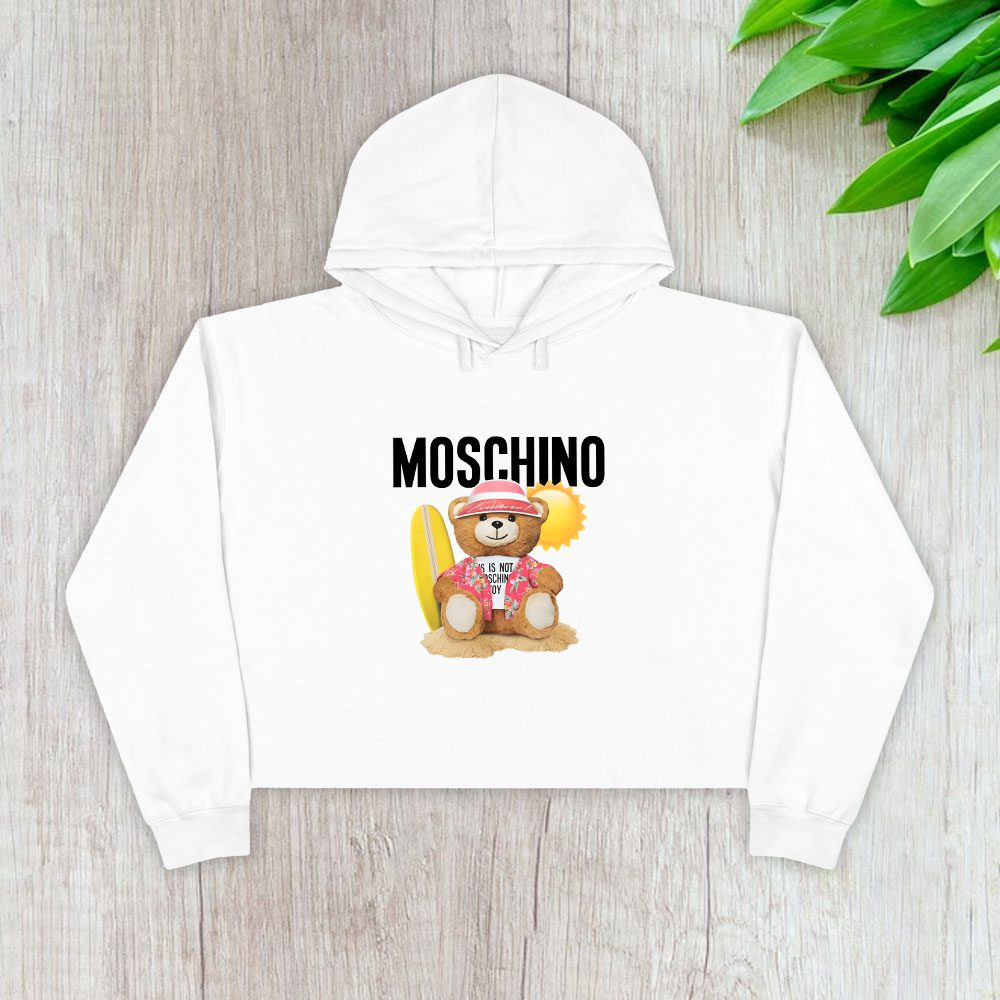 Moschino-Teddy-Bear-Crop-Pullover-Hoodie-For-Lady-CPH1755 Moschino Teddy Bear Crop Pullover Hoodie For Lady CPH1755