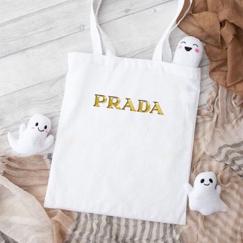 Prada Gold Logo Luxury Cotton Canvas Tote Bag TTB1796