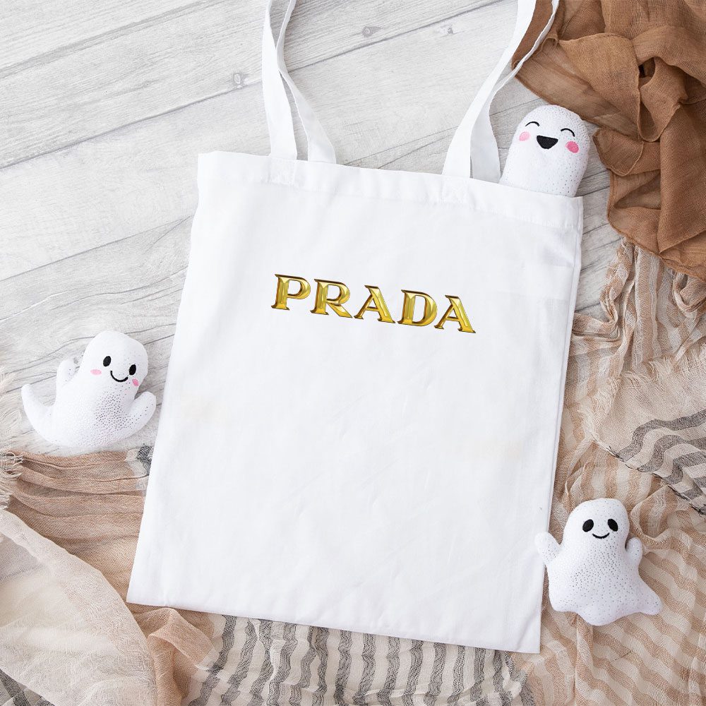 Prada-Gold-Logo-Luxury-Cotton-Canvas-Tote-Bag-TTB1796 Prada Gold Logo Luxury Cotton Canvas Tote Bag TTB1796