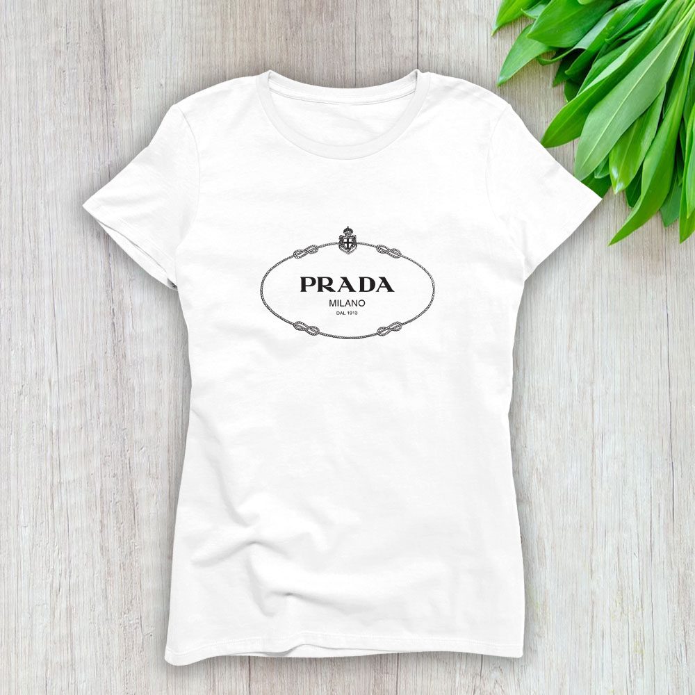 Prada-Logo-Luxury-Lady-T-Shirt-Luxury-Tee-For-Women-LDS1785 Prada Logo Luxury Lady T-Shirt Luxury Tee For Women LDS1785