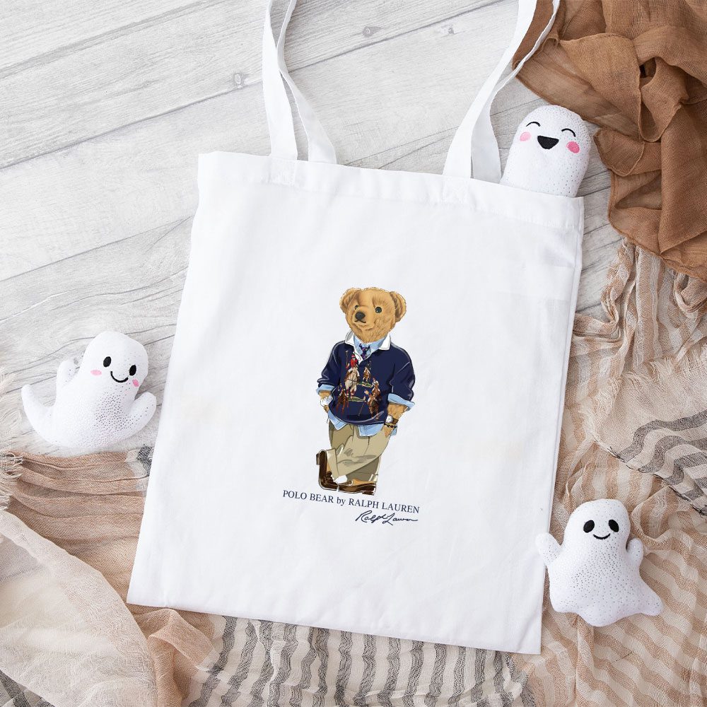 Ralph-Lauren-Polo-Bear-Teddy-Cotton-Canvas-Tote-Bag-TTB1839 Ralph Lauren Polo Bear Teddy Cotton Canvas Tote Bag TTB1839