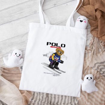 Ralph Lauren Polo Racing Bear Teddy Cotton Canvas Tote Bag TTB1834