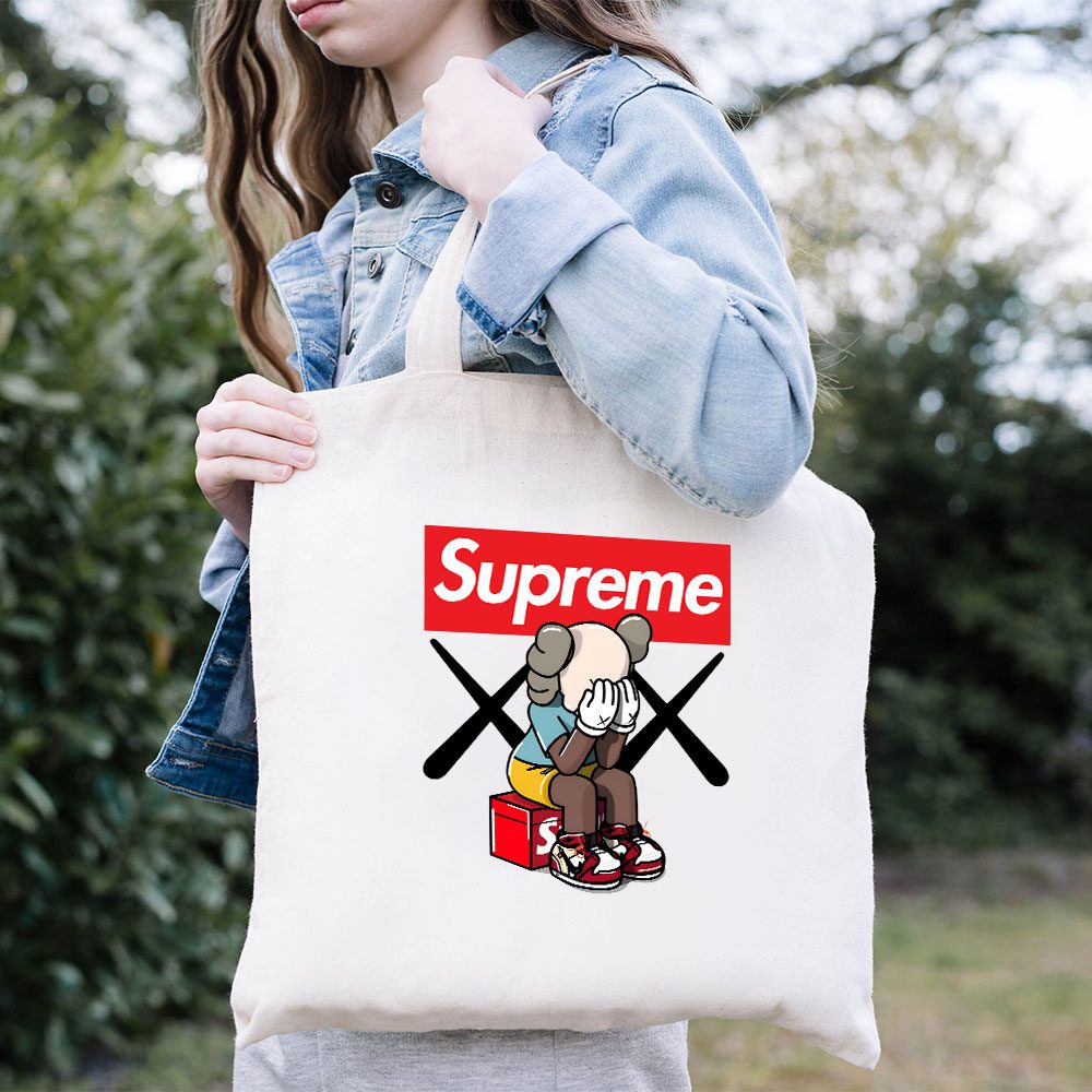 Supreme-X-Kaws-Bearbrick-Cotton-Canvas-Tote-Bag-TTB1871-1