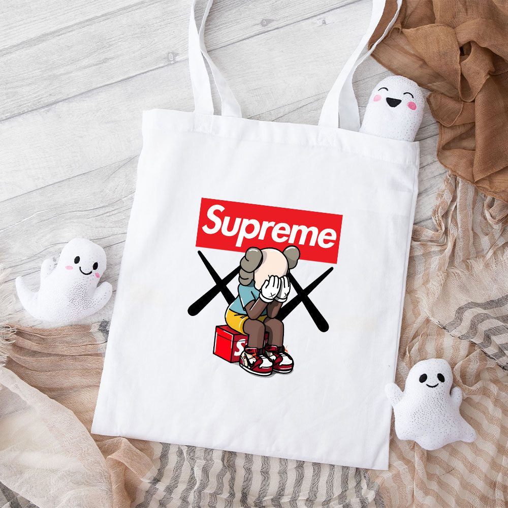 Supreme-X-Kaws-Bearbrick-Cotton-Canvas-Tote-Bag-TTB1871 Supreme X Kaws Bearbrick Cotton Canvas Tote Bag TTB1871