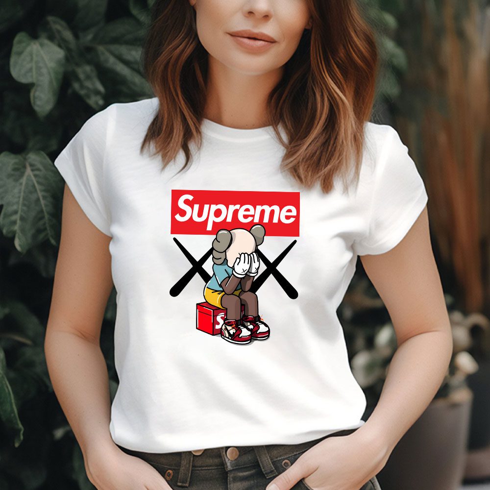 Supreme-X-Kaws-Bearbrick-Lady-T-Shirt-Luxury-Tee-For-Women-LDS1873-1