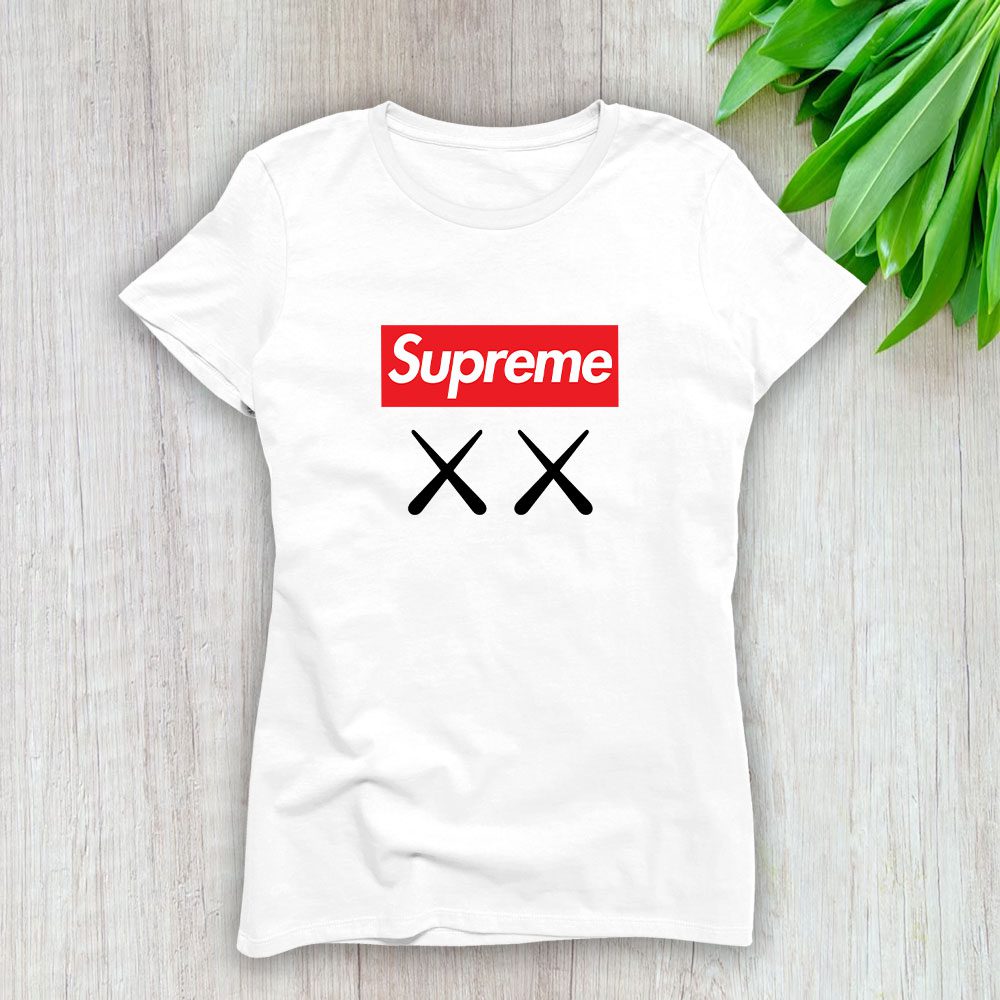 Supreme-X-Kaws-Logo-Lady-T-Shirt-Luxury-Tee-For-Women-LDS1866 Supreme X Kaws Logo Lady T-Shirt Luxury Tee For Women LDS1866