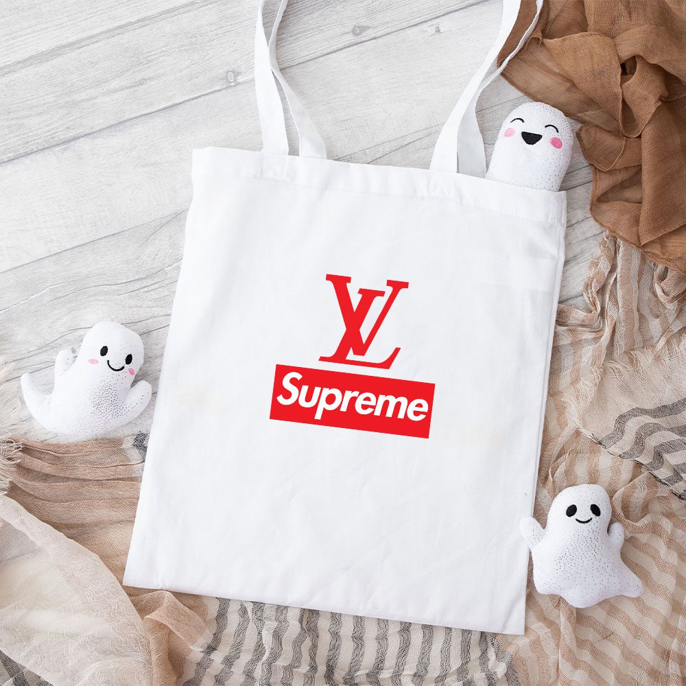 Supreme-X-Louis-Vuitton-Luxury-Logo-Cotton-Canvas-Tote-Bag-TTB1852 Supreme X Louis Vuitton Luxury Logo Cotton Canvas Tote Bag TTB1852