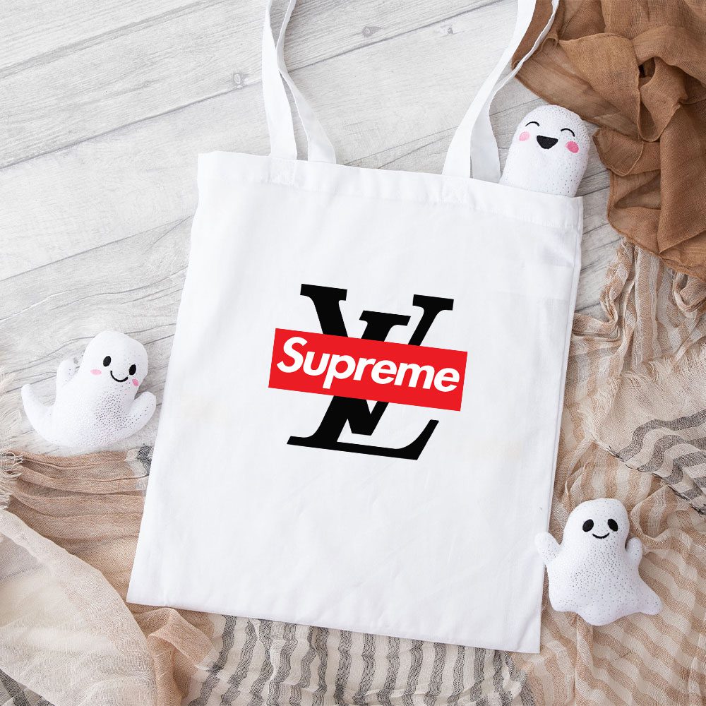 Supreme-X-Louis-Vuitton-Luxury-Logo-Cotton-Canvas-Tote-Bag-TTB1886 Supreme X Louis Vuitton Luxury Logo Cotton Canvas Tote Bag TTB1886