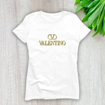 Valentino Gold Logo Luxury Lady T-Shirt Luxury Tee For Women LDS1905
