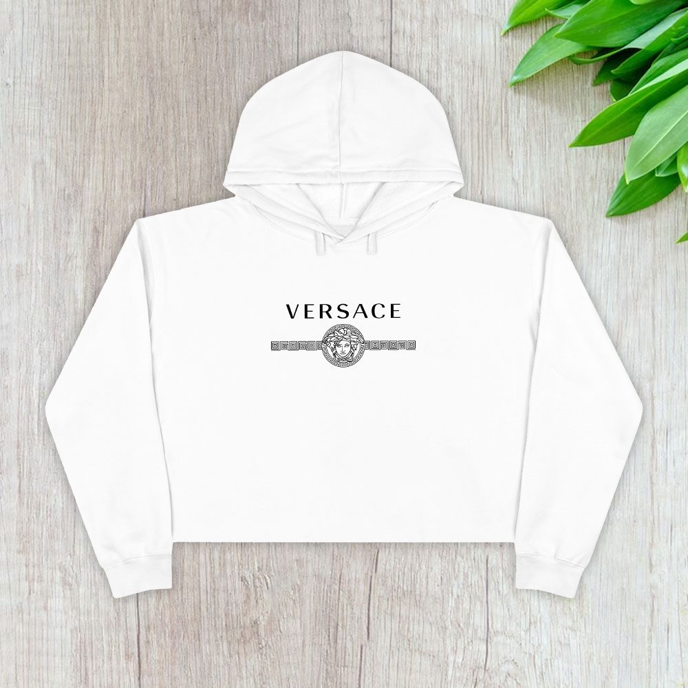 Versace-Medusa-Luxury-Logo-Crop-Pullover-Hoodie-For-Lady-CPH1926 Versace Medusa Luxury Logo Crop Pullover Hoodie For Lady CPH1926