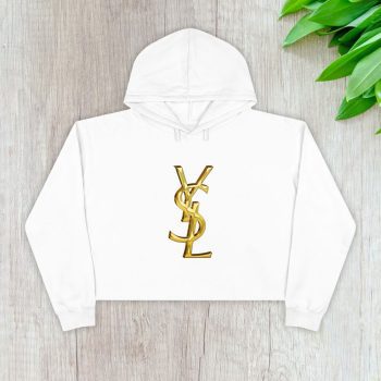 Yves Saint Laurent Gold Logo Luxury Crop Pullover Hoodie For Lady CPH1963