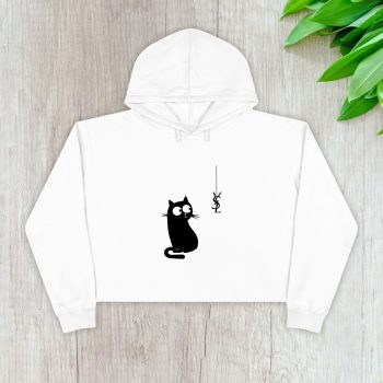 Yves Saint Laurent Logo Luxury Black Kitten Crop Pullover Hoodie For Lady CPH1982