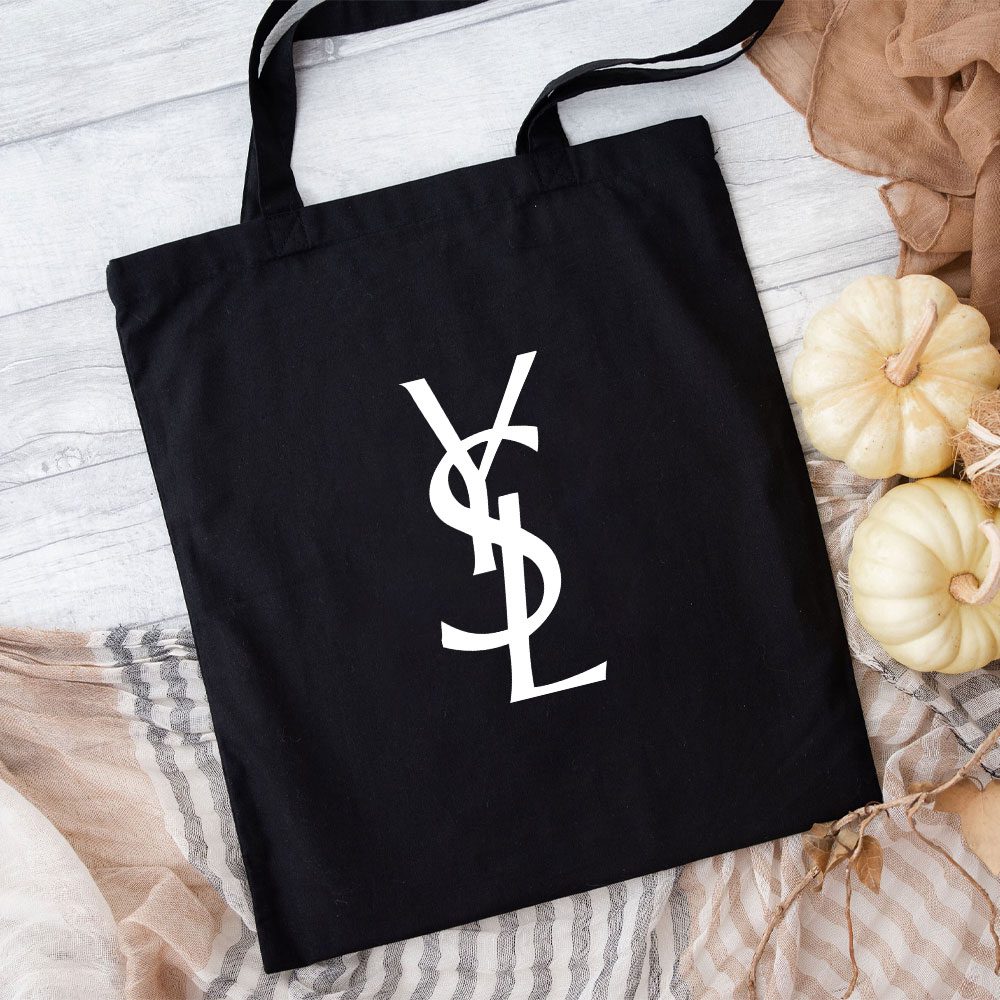 Yves-Saint-Laurent-Logo-Luxury-Cotton-Canvas-Tote-Bag-TTB1953 Yves Saint Laurent Logo Luxury Cotton Canvas Tote Bag TTB1953