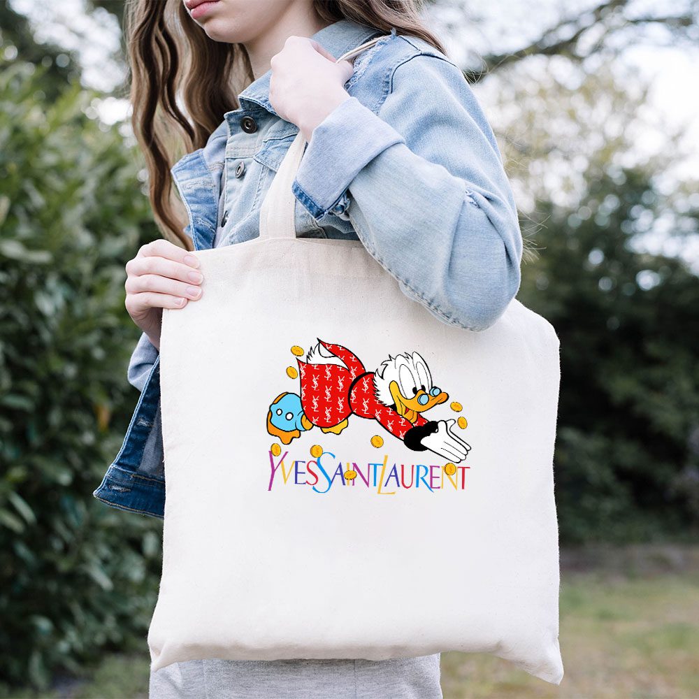 Yves-Saint-Laurent-Logo-Luxury-Mcduck-Cotton-Canvas-Tote-Bag-TTB1980-1