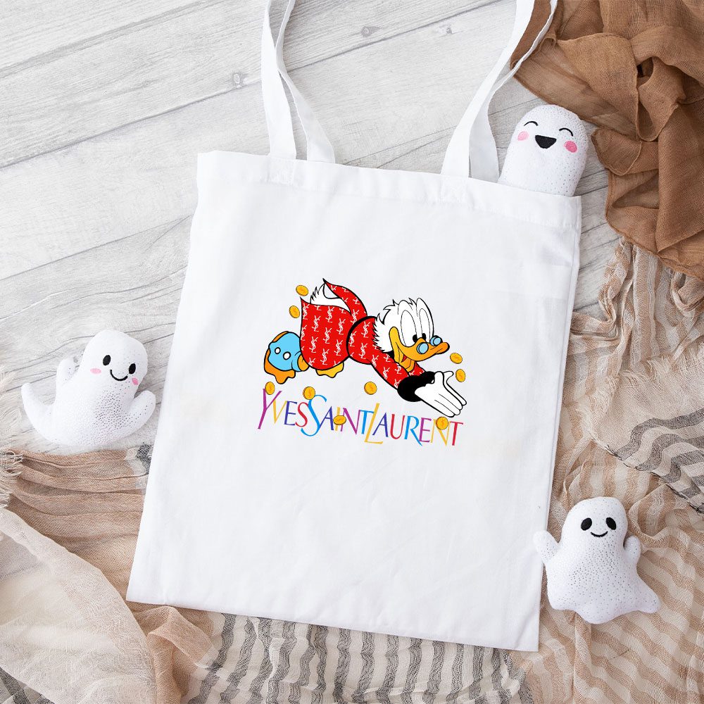 Yves-Saint-Laurent-Logo-Luxury-Mcduck-Cotton-Canvas-Tote-Bag-TTB1980 Yves Saint Laurent Logo Luxury Mcduck Cotton Canvas Tote Bag TTB1980