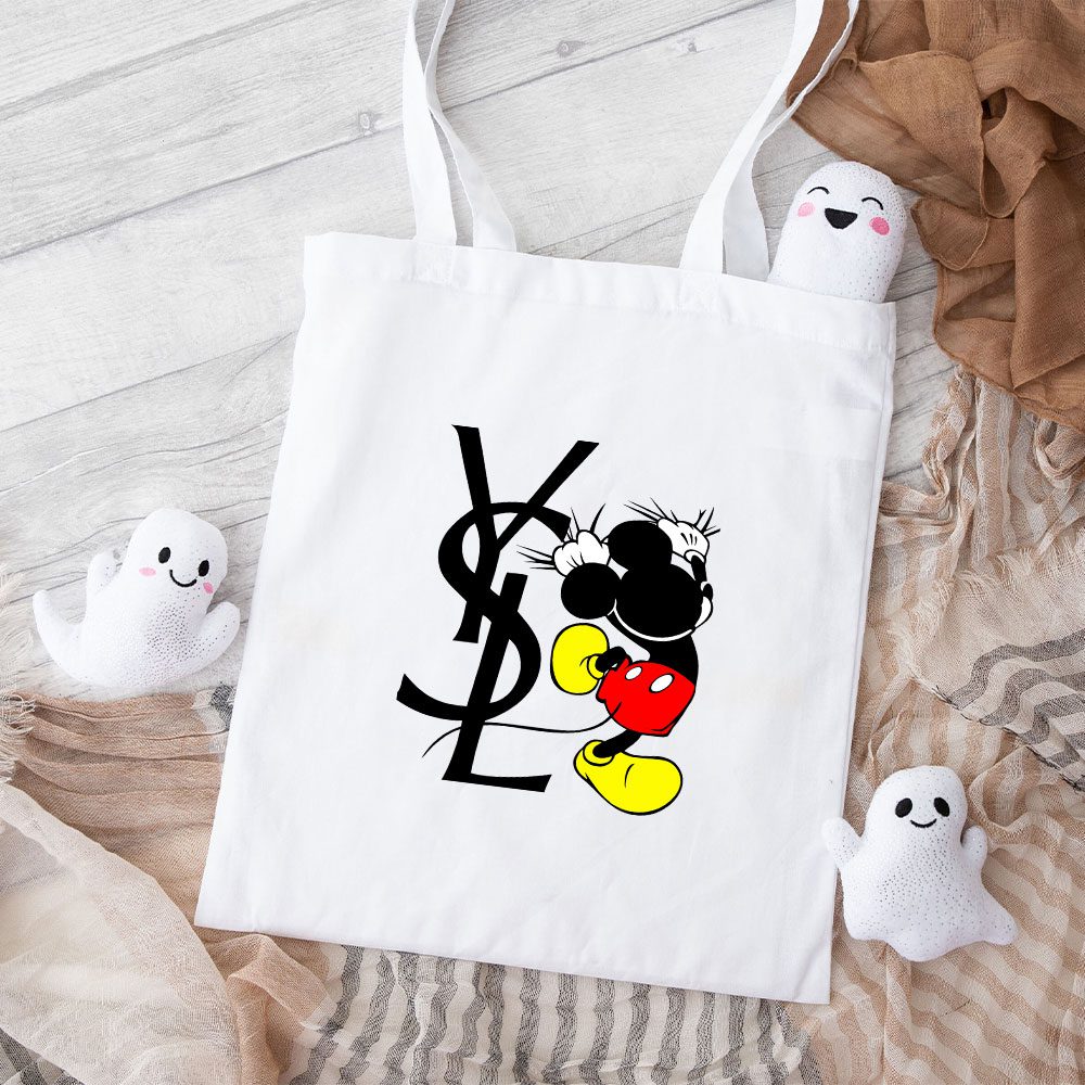 Yves-Saint-Laurent-Logo-Luxury-Mickey-Mouse-Cotton-Canvas-Tote-Bag-TTB1974 Yves Saint Laurent Logo Luxury Mickey Mouse Cotton Canvas Tote Bag TTB1974