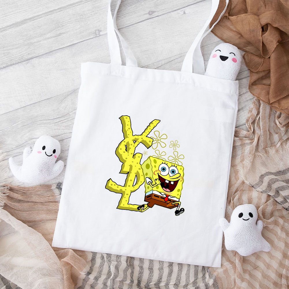 Yves-Saint-Laurent-Logo-Luxury-Spongebob-Cotton-Canvas-Tote-Bag-TTB1975 Yves Saint Laurent Logo Luxury Spongebob Cotton Canvas Tote Bag TTB1975