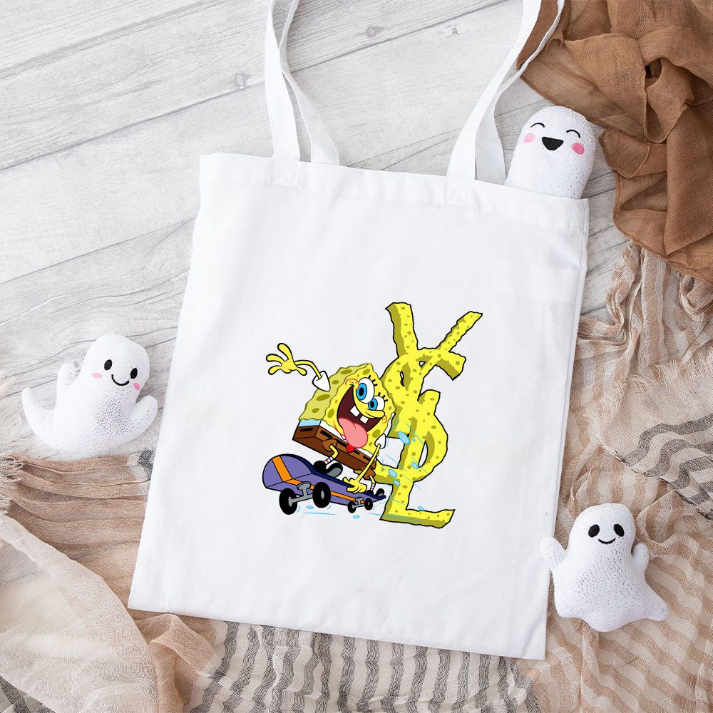 Yves-Saint-Laurent-Logo-Luxury-Spongebob-Cotton-Canvas-Tote-Bag-TTB1976 Yves Saint Laurent Logo Luxury Spongebob Cotton Canvas Tote Bag TTB1976