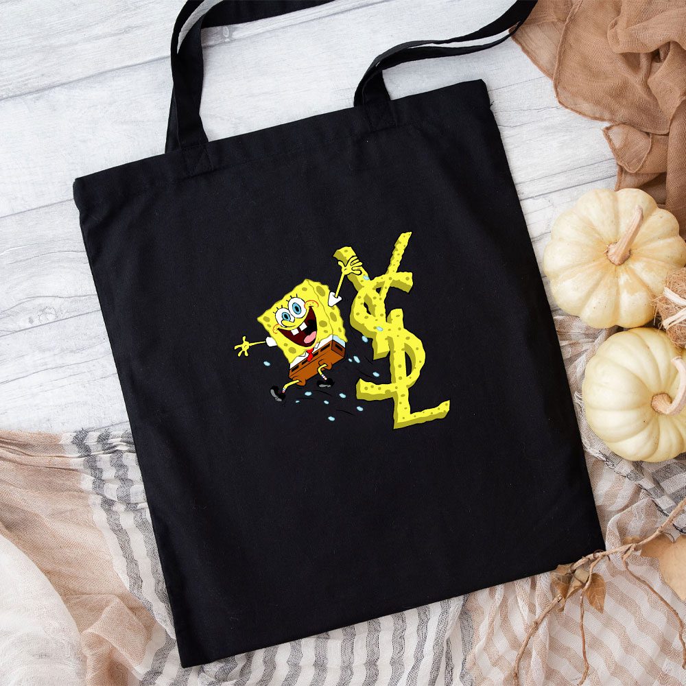 Yves-Saint-Laurent-Logo-Luxury-Spongebob-Cotton-Canvas-Tote-Bag-TTB1977-1