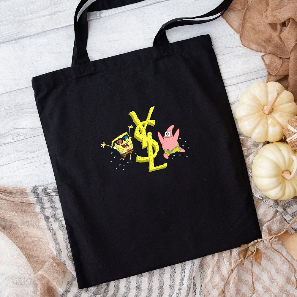 Yves-Saint-Laurent-Logo-Luxury-Spongebob-Cotton-Canvas-Tote-Bag-TTB1978-1
