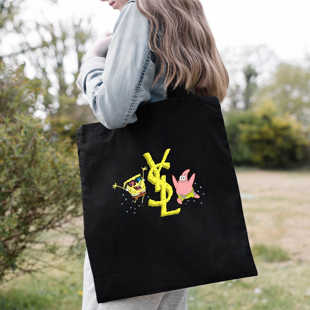 Yves-Saint-Laurent-Logo-Luxury-Spongebob-Cotton-Canvas-Tote-Bag-TTB1978-2