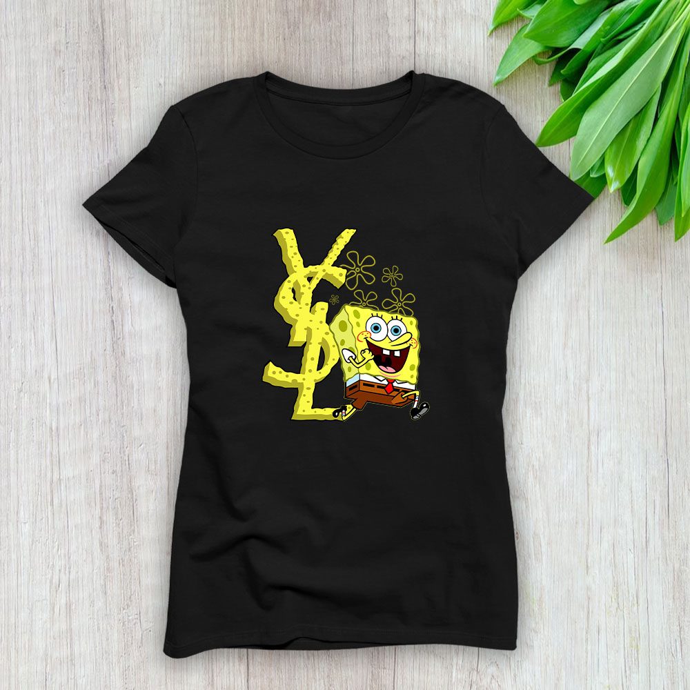 Yves-Saint-Laurent-Logo-Luxury-Spongebob-Lady-T-Shirt-Luxury-Tee-For-Women-LDS1977-1