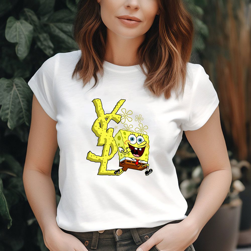 Yves-Saint-Laurent-Logo-Luxury-Spongebob-Lady-T-Shirt-Luxury-Tee-For-Women-LDS1977-2