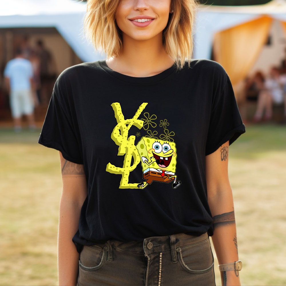 Yves-Saint-Laurent-Logo-Luxury-Spongebob-Lady-T-Shirt-Luxury-Tee-For-Women-LDS1977-3