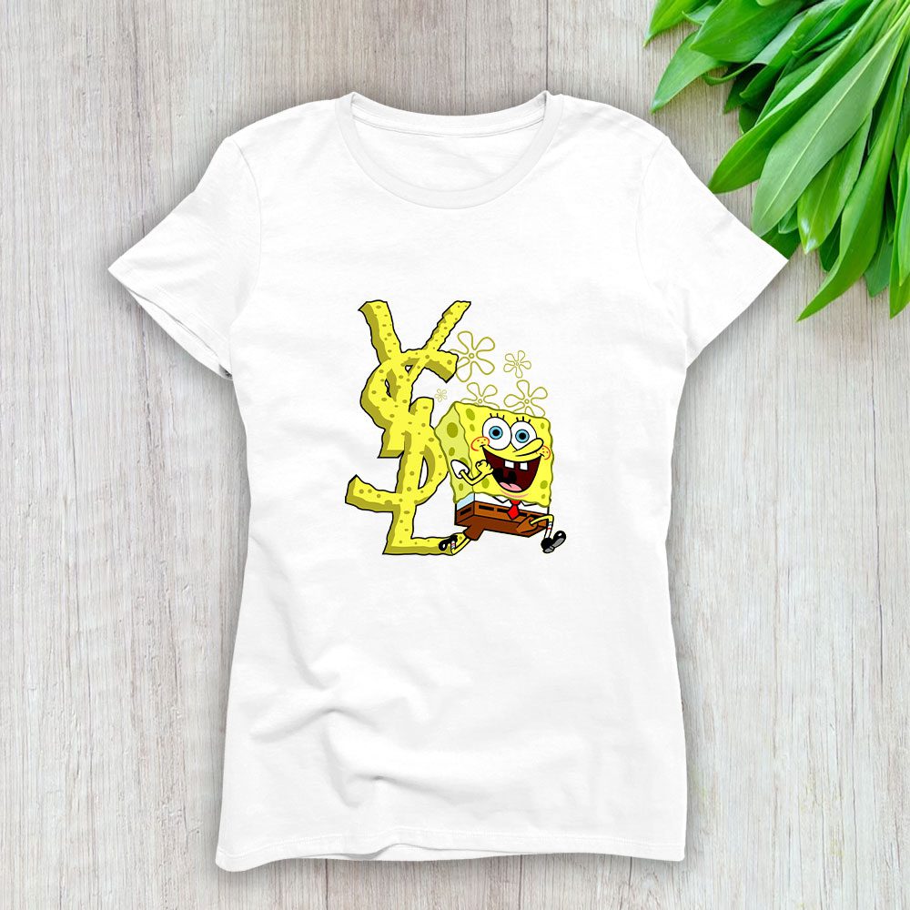 Yves-Saint-Laurent-Logo-Luxury-Spongebob-Lady-T-Shirt-Luxury-Tee-For-Women-LDS1977 Yves Saint Laurent Logo Luxury Spongebob Lady T-Shirt Luxury Tee For Women LDS1977