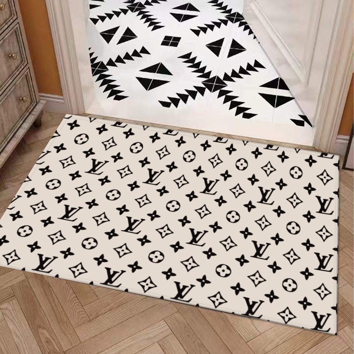 LV-Black-And-White-Logo-Doormat-Welcome-Mat-LDM1057 LV Black And White Logo Doormat Welcome Mat LDM1057