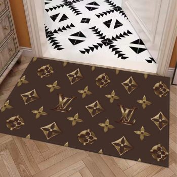 LV Golden Brown Logo Doormat Welcome Mat LDM1062